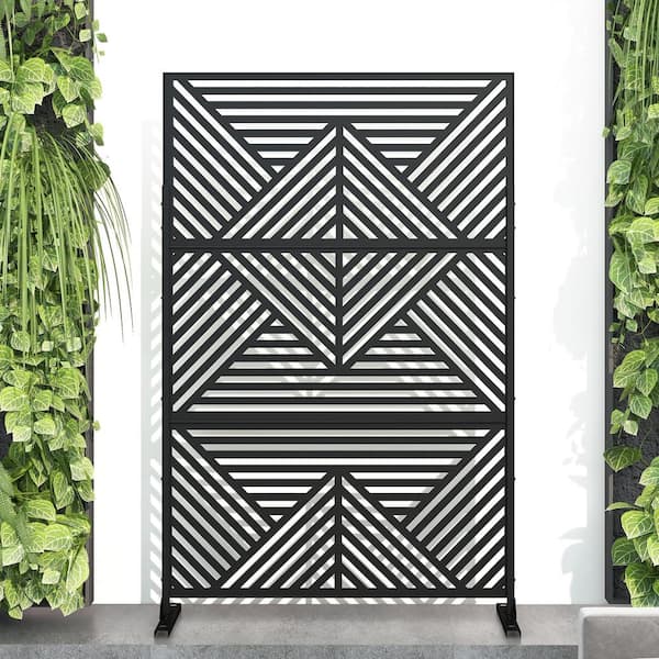 Lirago 72 in. x 47 in. Outdoor Metal Privacy Screen Garden Fence in Zodiac Pattern in Black, Wall Decal