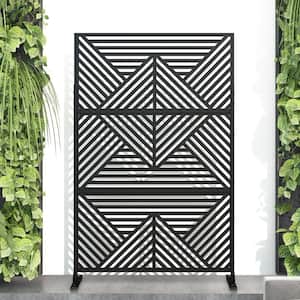 72 in. x 47 in. Outdoor Metal Privacy Screen Garden Fence in Zodiac Pattern in Black, Wall Decal