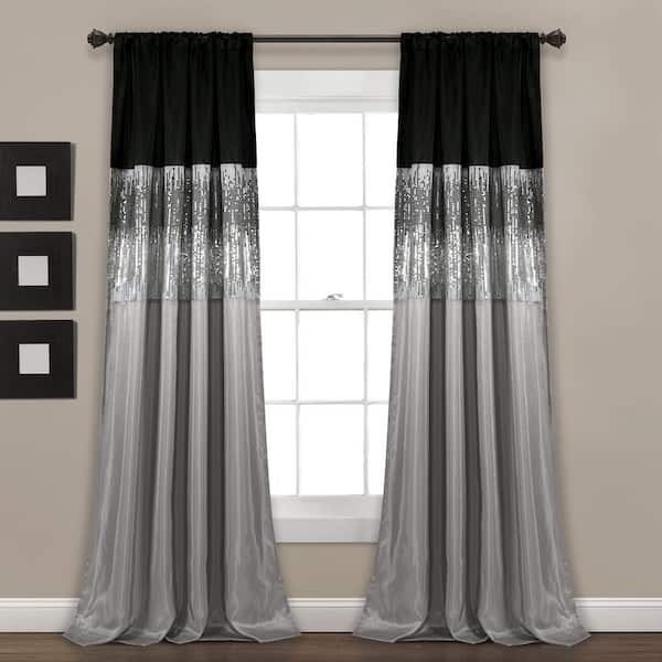 Night Sky Window Curtain Panel Black, Grey White And Black Curtains