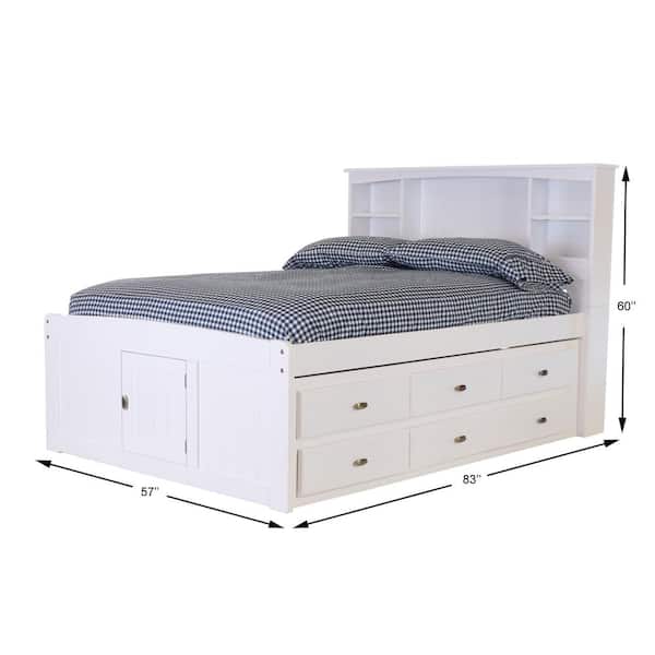 Captains Bookcase Bed With 6 Drawers, Captain S Bed With Trundle Drawers And Bookcase