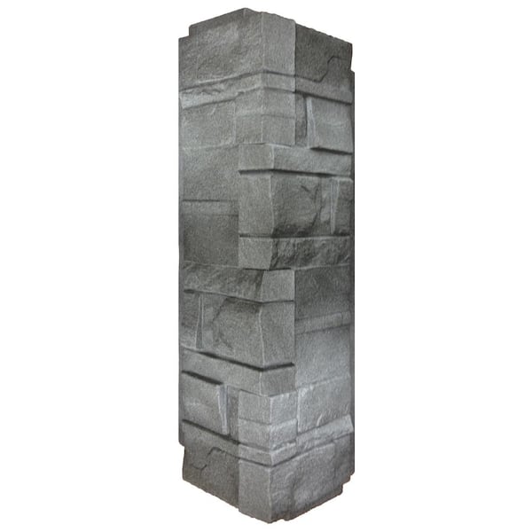 5.8 in. W x 16 in. L Anthracite Faux Stone Column Wrap Siding