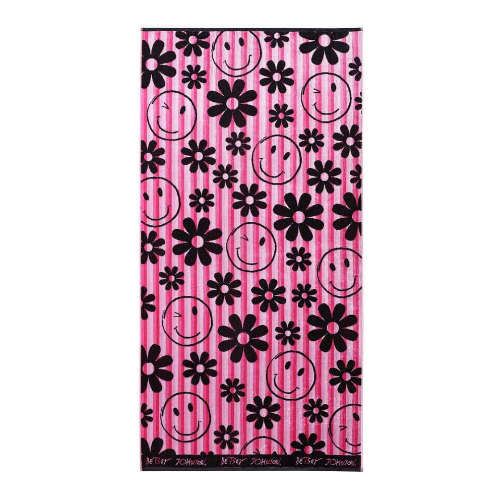 Smiley Daisy 1-Piece Pink/Black Cotton Blend Beach Towel price history on PriceWatchPro