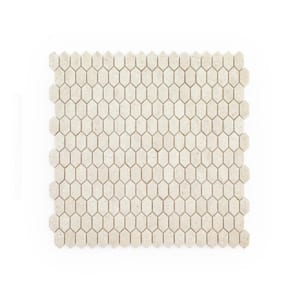 Serenity Marfil 11.125 in. x 11.875 in. Elongated Hex Matte White/Beige Glass Mosaic Wall/Floor Tile(13.75 sq. ft./Case)