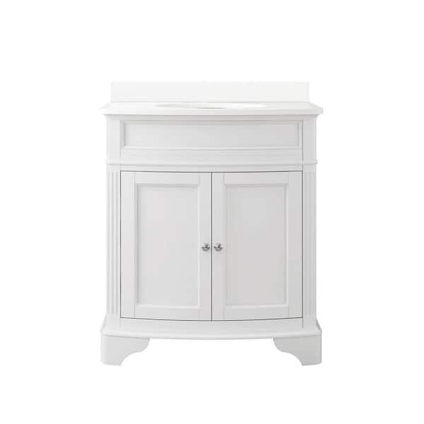 Terryn 31 in. Single Sink White Bath Vanity with White Cultured Marble Top (Assembled)