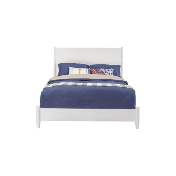 White Wood Frame California King Panel Bed