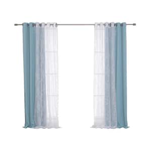 Ocean Polyester Solid 52 in. W x 84 in. L Grommet Blackout Curtain (Set of 2)