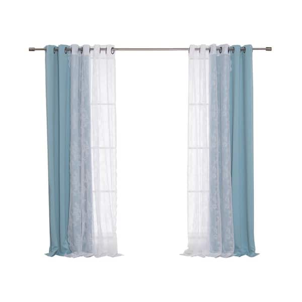 Best Home Fashion Ocean Polyester Solid 52 in. W x 96 in. L Grommet Blackout Curtain (Set of 2)