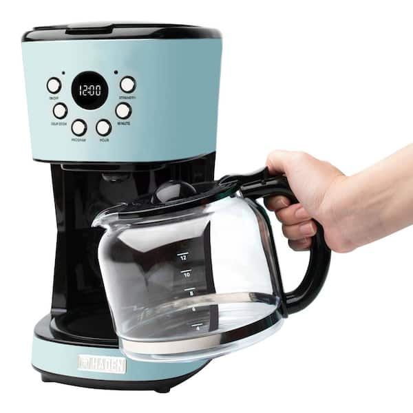 HADEN 75032 Heritage Innovative 12 Cup Capacity Programmable Vintage Retro  Home Countertop Coffee Maker Machine with Glass Carafe (12 Cup, Turquoise)