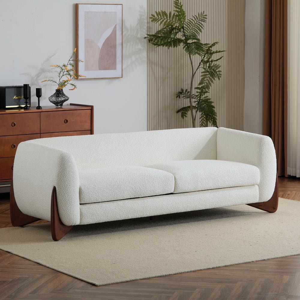 CHRISTOPHER KNIGHT HOME Nisant Modern Upholstered Boucle Sofa, Birch Wood  Frame, Beige Plus Brown 114647 The Home Depot