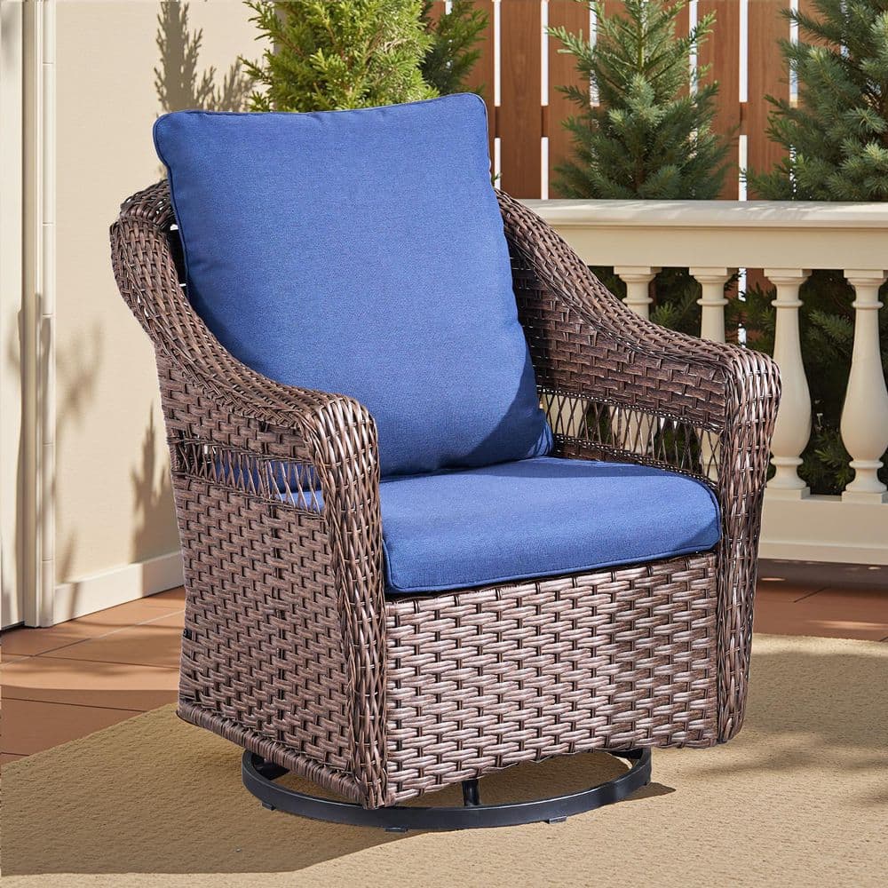 テーブル・チェア・ハンモック BlueRidgeChairWorks CarolinaSnackTable Buenaola Brown Wicker Outdoor Rocking Chair with Glider
