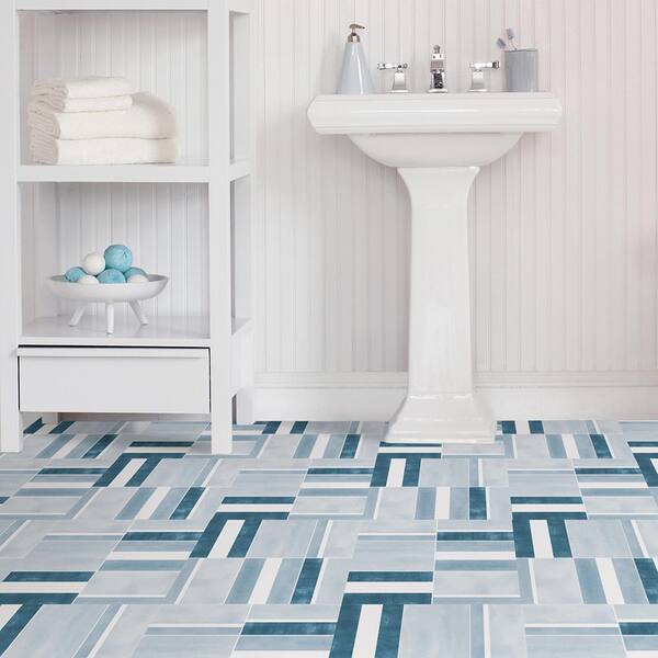 Blue Azure L And Stick Vinyl Tiles, Home Depot Self Stick Vinyl Floor Tiles