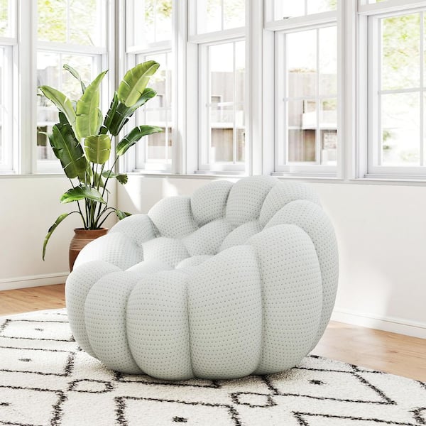 Magic Home Bubble Sofa, Gray 3D Knitted Fabric Armless Reading Side Chair Accent Chair Set of 1 for Apartment, No Assembly Required