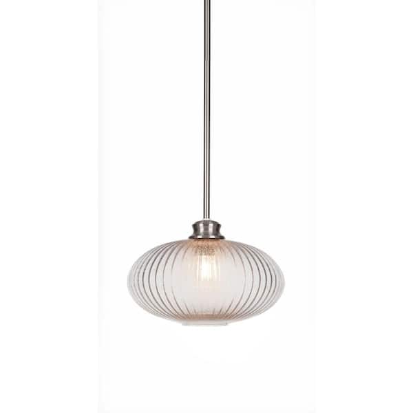 Unbranded Orleans 60-Watt 1-Light Brushed Nickel Shaded Mini Pendant Light with Glass Shade