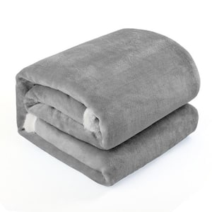 Gray Print Flannel Fleece Luxury Lightweight Throw Blanket, 50" x 60"