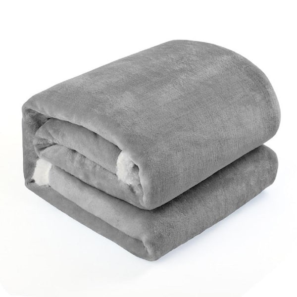  CozyLux Sherpa Fleece Blanket Throw Size Grey 50 x 60