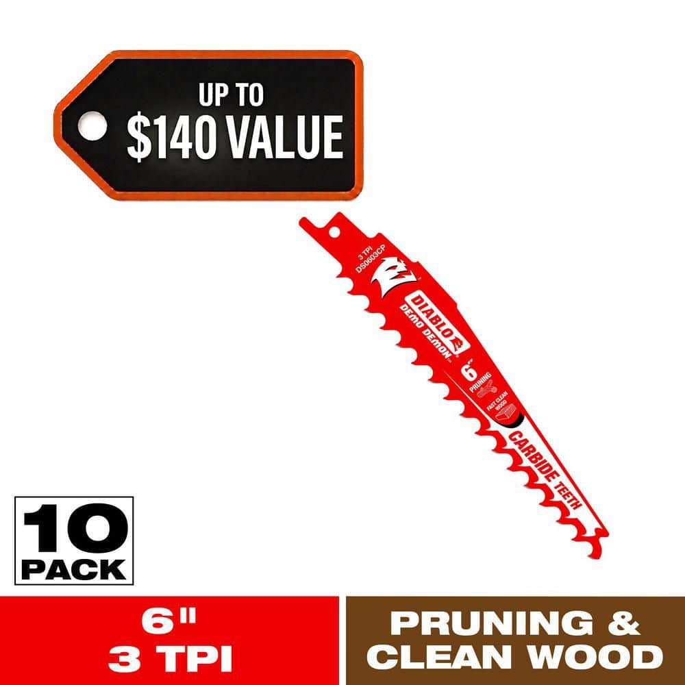 DIABLO 6 in. 3 TPI Demo Demon Carbide Reciprocating Saw Blades for
