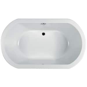 ANZA 66 in. x 42 in. Oval Soaking Bathtub with Center Drain in White