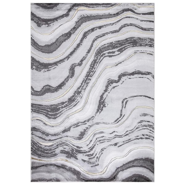 Concord Global Trading BrightonCollection Marble Gray 7 ft. x 9 ft. Abstract Area Rug