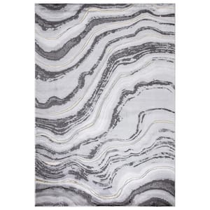 BrightonCollection Marble Gray 8 ft. x 11 ft. Abstract Area Rug