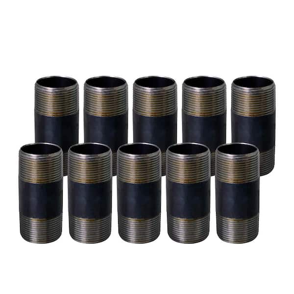 PLUMBFLEX Black Steel Pipe, 2 in. x 4 in. Nipple Fitting (Pack of 10)