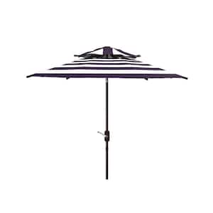 Iris 9 ft. Aluminum Market Tilt Patio Umbrella in Navy/White