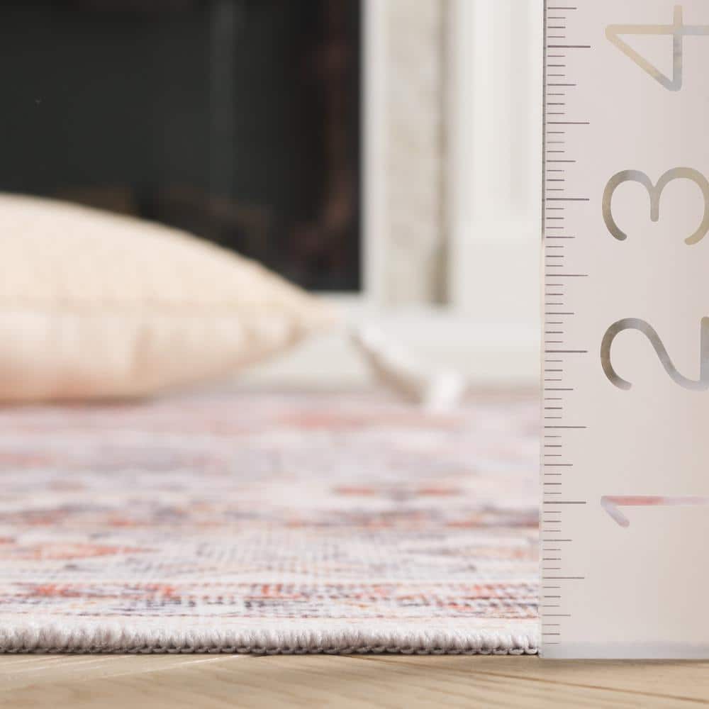 Arizona Rust and Light Blue 8' x 10' Washable Area Rug