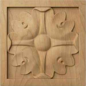 3/4 in. x 3-1/2 in. x 3-1/2 in. Unfinished Wood Maple Medium Edinburgh Rosette