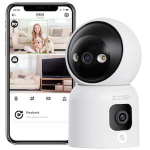 C528M 6MP(2*3MP) Wired Indoor Smart Home Security Camera, Baby Pet Monitor, 360 Pan Tilt, One-Touch Call, 2.4G/5G WiFi