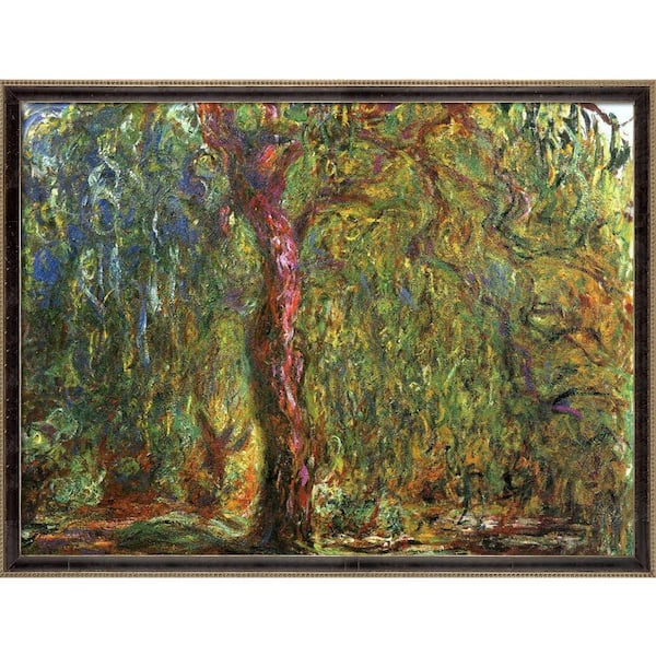 LA PASTICHE Weeping Willow, 1919 by Claude Monet Hermitage Cabernet Scoop Framed Nature Oil Painting Art Print 39.5 in. x 51.5 in.