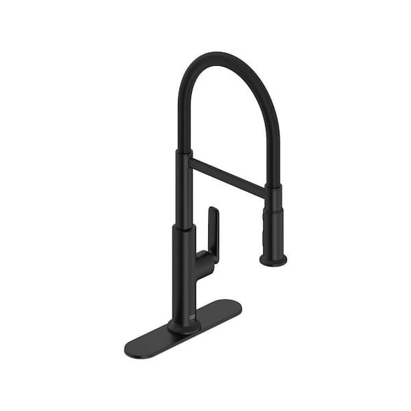 Sonner 20 in. Single Handle Pull-Down Sprayer Kitchen Faucet with Advanced Spray, 360 Spout in Matte Black