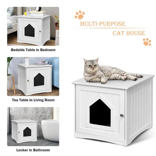 Meowy Studio Loo Cat Litter Box All in One Cover Litter Filter Plate Scoop and Holder in Aspen White