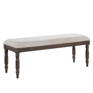Hutchins Washed Espresso Dining Bench with Upholstered Seat 51 in. W x 16 in. D x 19 in. H