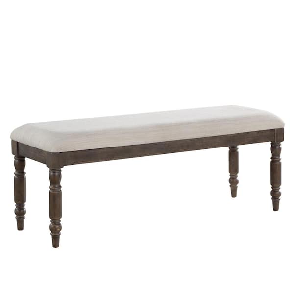 Steve Silver Hutchins Washed Espresso Dining Bench with Upholstered Seat 51 in. W x 16 in. D x 19 in. H