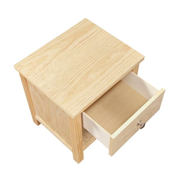 Lazzara Spaced Natural Pine 1-Drawer 20 in. Nightstand B2043-4D1