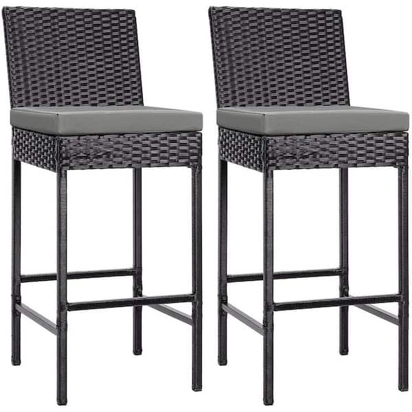 grey rattan garden bar stools