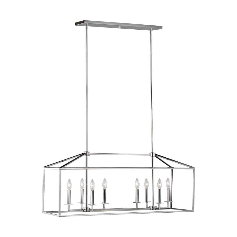 Perryton 40 in. 8-Light Chrome Modern Transitional Linear Hanging Island Candlestick Chandelier price history on PriceWatchPro