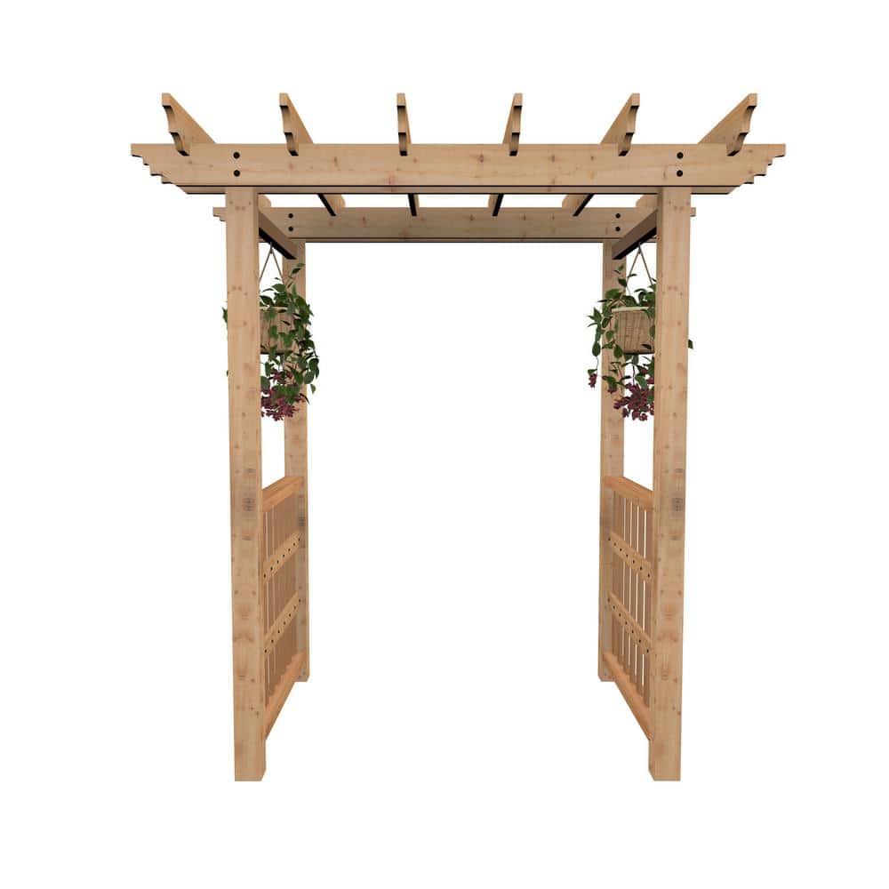 Springwood Golden Brown Cedar Wood Arbor with Flat Roof