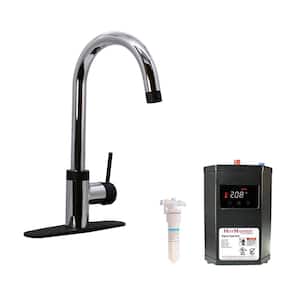 HotMaster 3-in-1 Single-Handle Faucet with Carbon Filter and DigiHot Instant Hot Water Tank in Polished Chrome/Black