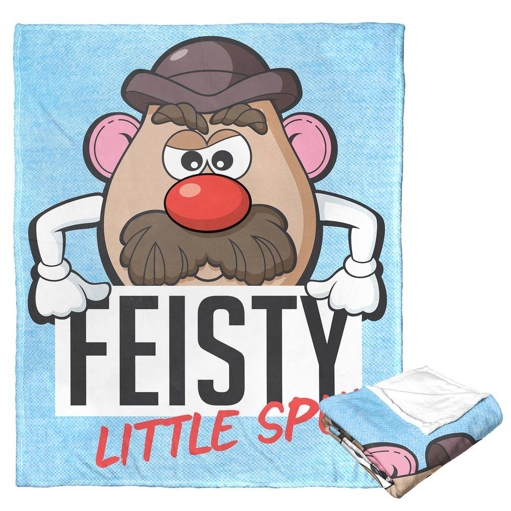 Feisty Little Spud Blue Sherpa Kids Throw Blanket