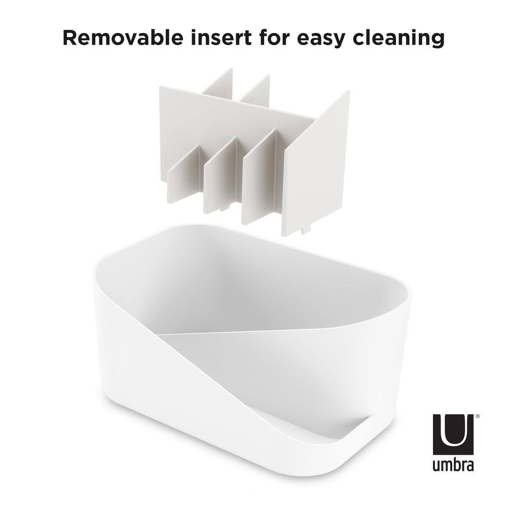 White Plastic Multi-Compartment Makeup Organizer