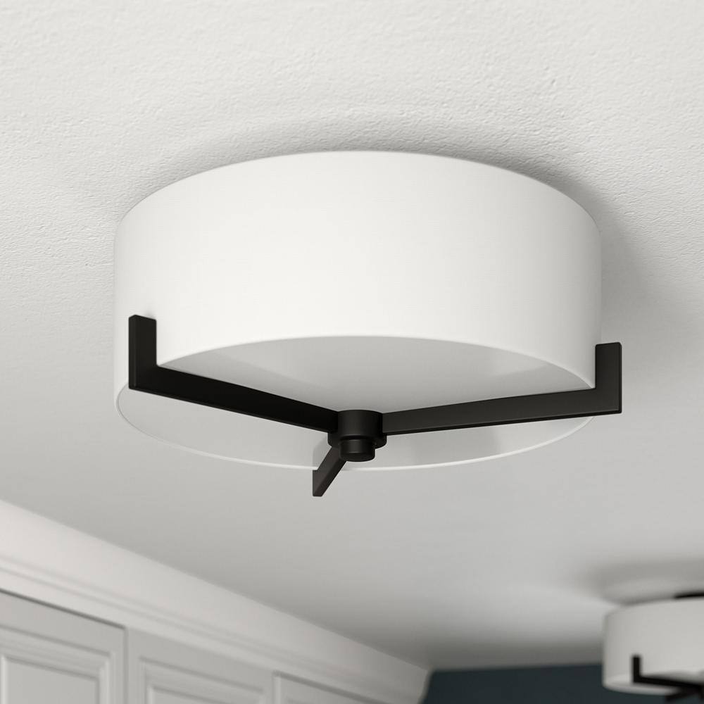 Blackened Bronze 17.63" Semi Flush Mount with Fabric Shade