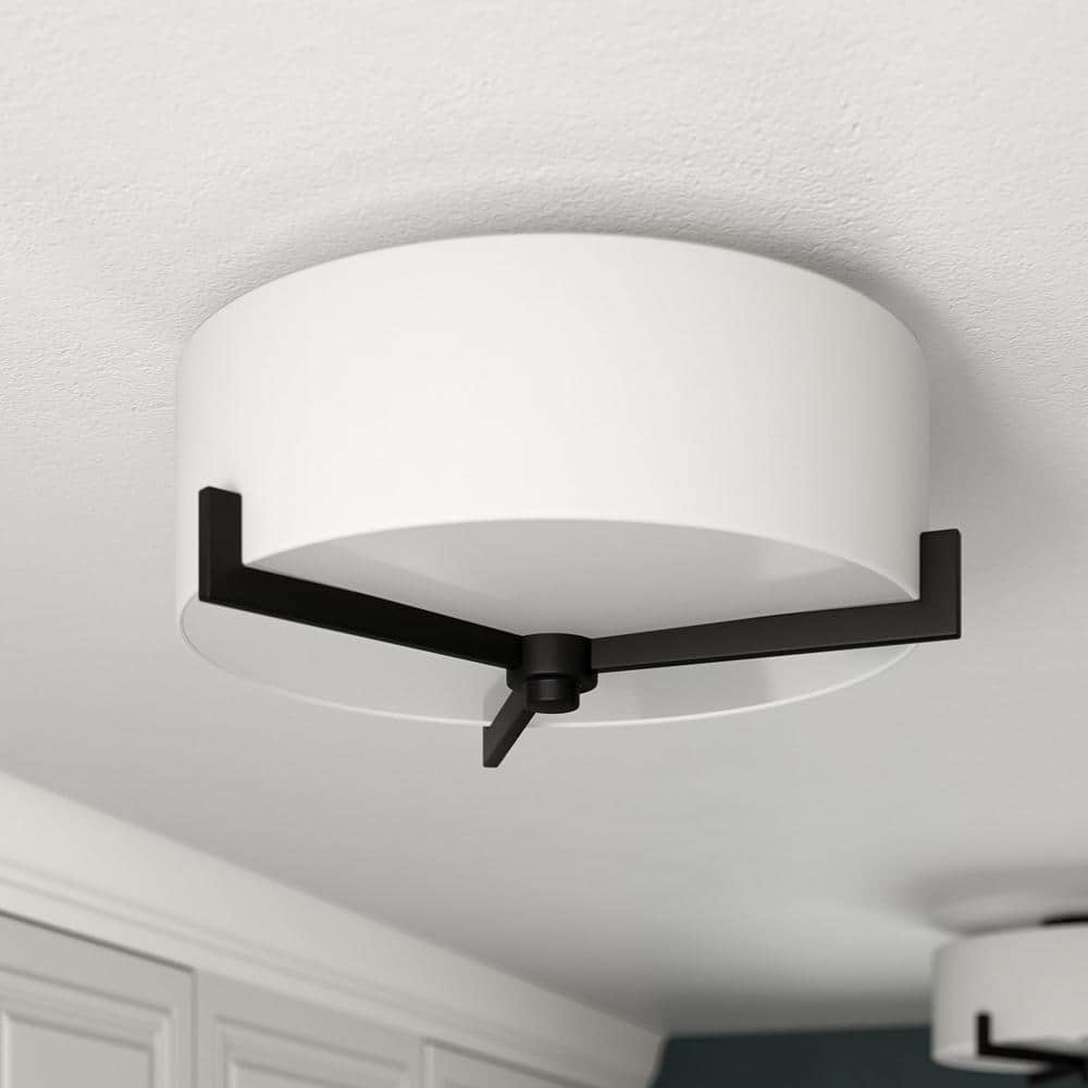 Blackened Bronze 17.63" Semi Flush Mount with Fabric Shade