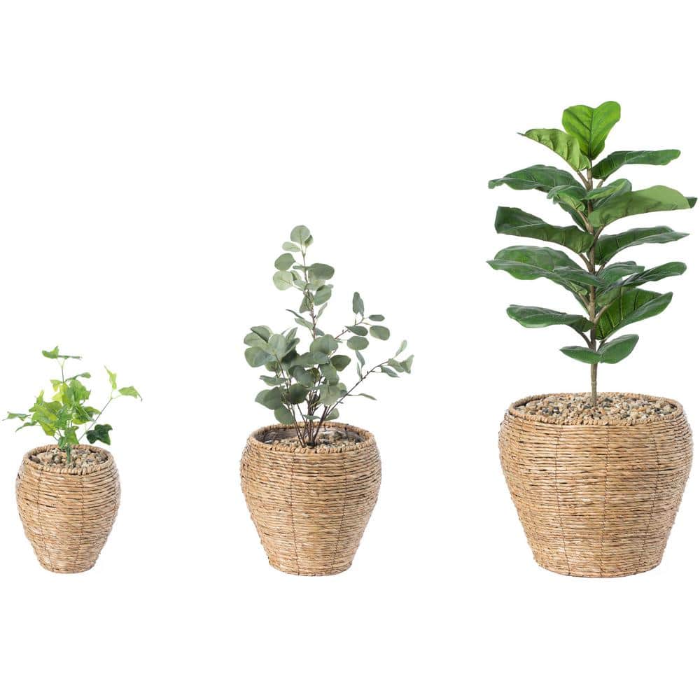 Natural Woven Faux Potted Plants Set of Three