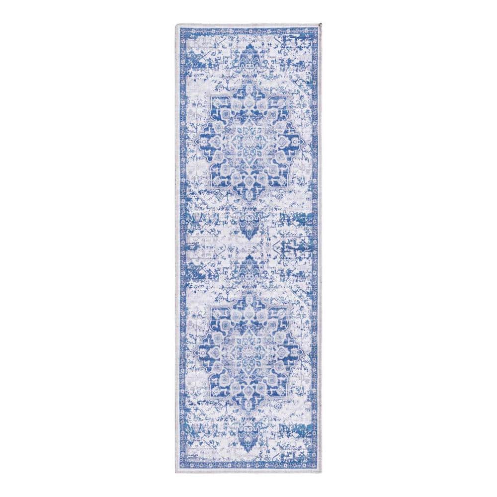 Renaissance Roma Gray Blue 2 ft. x 6 ft. Machine Washable Area Rug price history on PriceWatchPro