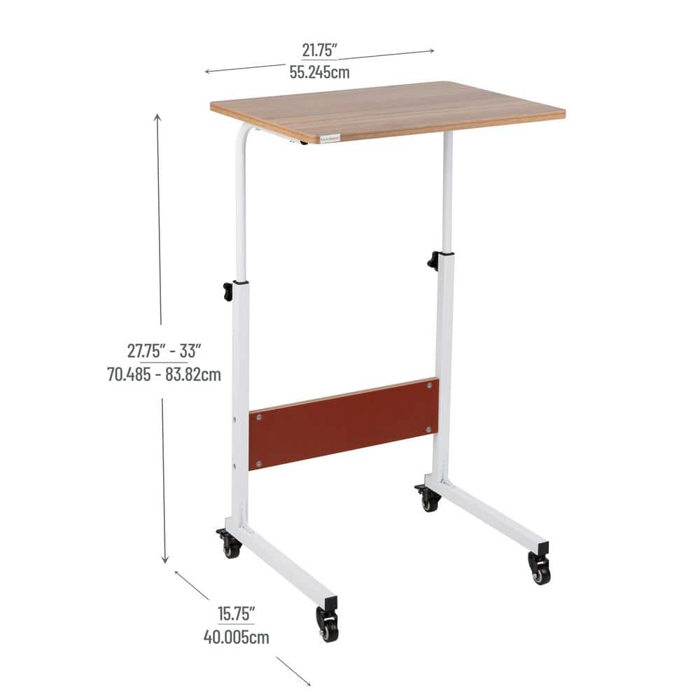 Adjustable Brown Particle Board Mobile Laptop Desk with Keyboard Tray
