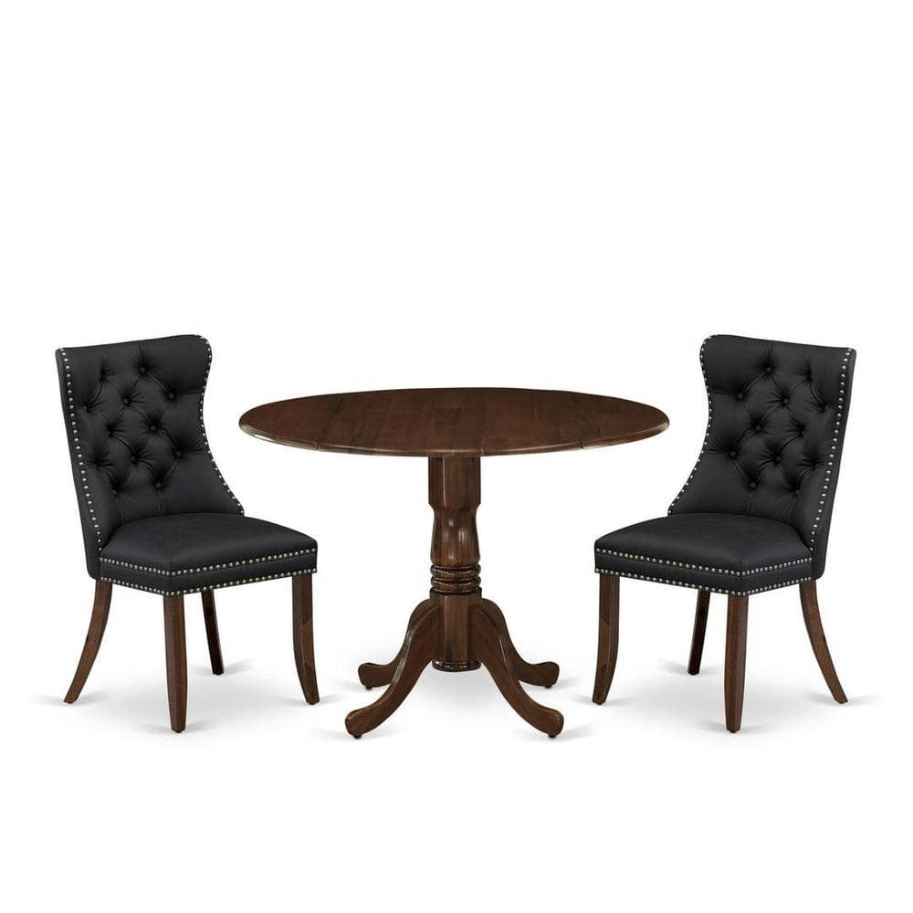 3-Piece Antique Walnut Finish Solid Wood Top-Round Dining Room Set with Dropleaf-Seats 4 price history on PriceWatchPro