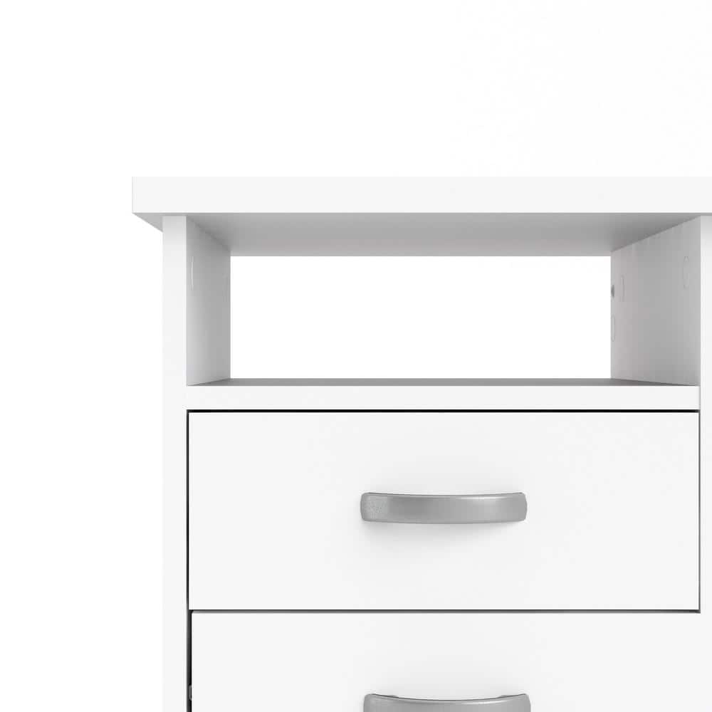 Walden White Engineered Wood Desk with 5 Drawers