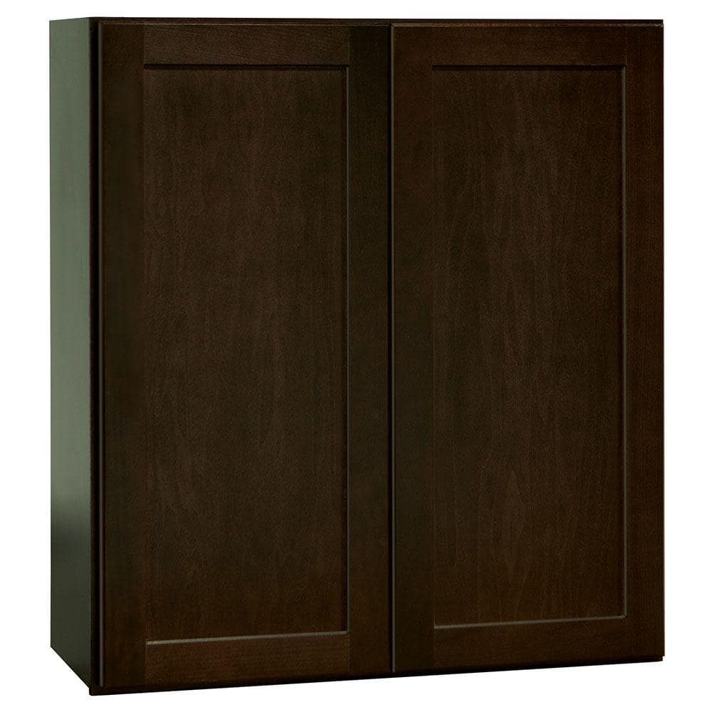 Hampton Bay Shaker 27 In W X 12 In D X 30 In H Assembled Wall   Java Hampton Bay Assembled Kitchen Cabinets Kw2730 Sjm 64 1000 