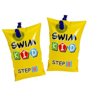 Yellow Swim Kid Step B Inflatable Swimming Pool Arm Floats for Kids 3-Years to 6-Years (Set of 2)