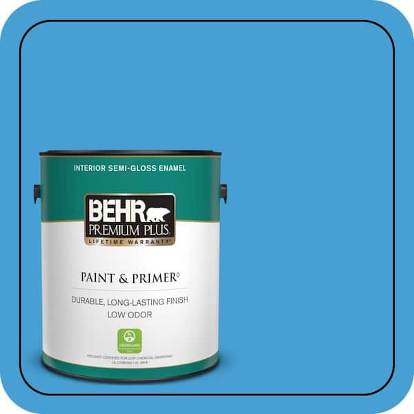 BEHR PREMIUM PLUS 1 gal. #P500-5 Peaceful River Semi-Gloss Enamel Low Odor Interior Paint & Primer